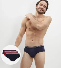 Lot de 3 slips rouge et bleu pour homme Classic Colors