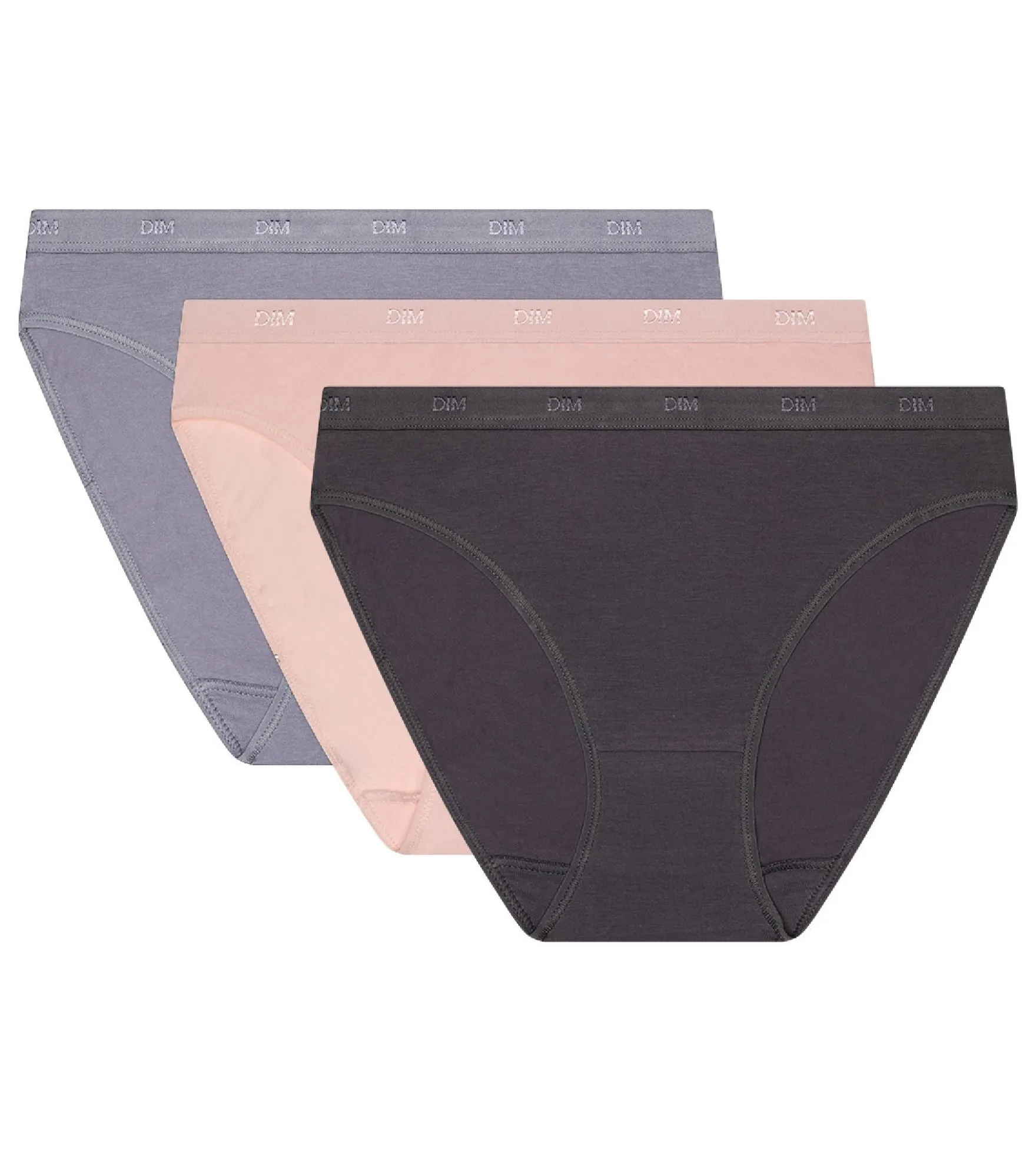 Lot de 3 slips taupe, rose et gris Les Pockets EcoDIM