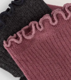 Lot de 2 socquettes gris anthracite, bordeaux Modal