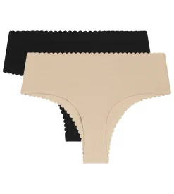 Lot de 2 tangas en coton Dim Body Touch noir et nude