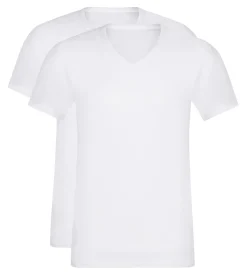 Lot de 2 t-shirts homme en coton blanc à col en V EcoDim
