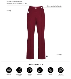 Pantalon de sport évasé pour femme en jersey souple Bordeaux Dim Move