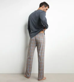 Pyjama homme pantalon en jersey gris à carreaux Dim Nightwear