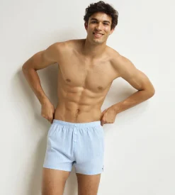 Short de pyjama unisexe en toile de coton bleu à rayures