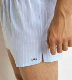 Short de pyjama unisexe en toile de coton bleu à rayures