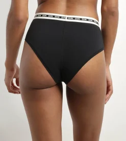 Shorty femme coton modal Noir à ceinture contrastée Dim Icons Essentiel