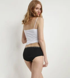 Shorty menstruel lavable en coton bio noir Flux abondant Dim Protect