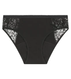 Slip de règles coton bio dentelle Noir flux très abondant Dim Protect
