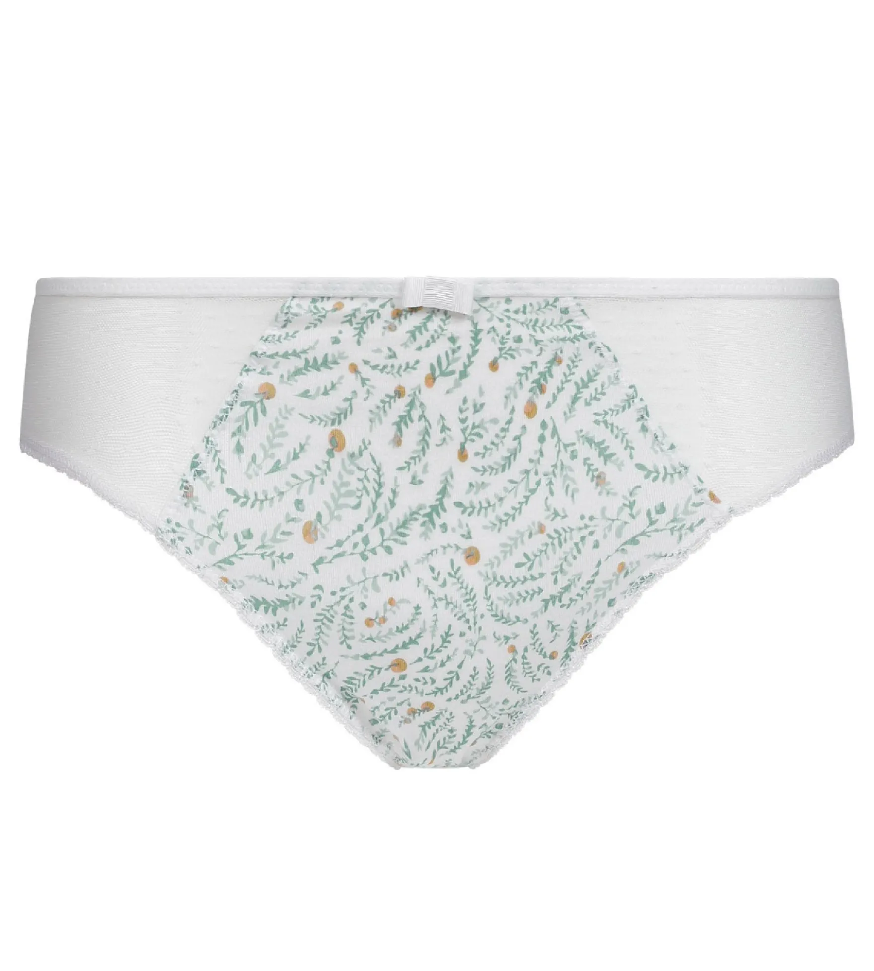 Slip femme coton et tulle à motif végétal Blanc Generous Coton Bio