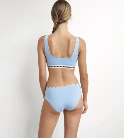 Slip femme en coton modal Bleu à fine ceinture Dim Icons Essentiel