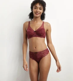 Slip femme en dentelle et microfibre Rubis Foncé Generous Essentiel