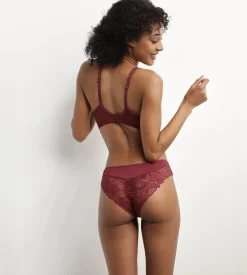 Slip femme en dentelle et microfibre Rubis Foncé Generous Essentiel