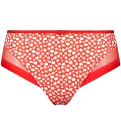 Slip femme en microfibre et tulle Rouge à fleurs Generous