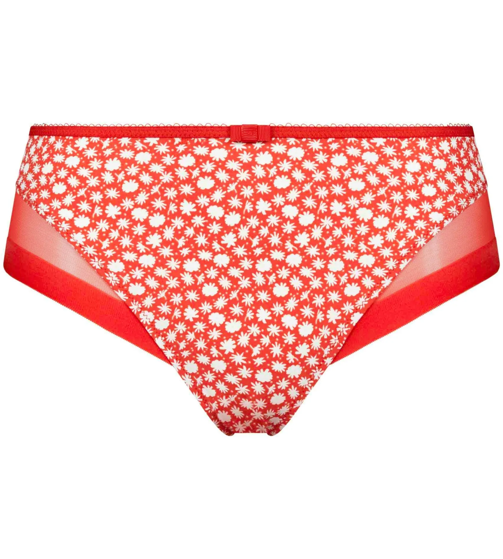 Slip femme en microfibre et tulle Rouge à fleurs Generous