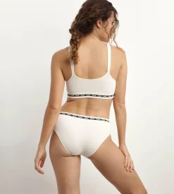 Slip femme en modal polyamide côtelée sans couture beige Dim Icons Seamless