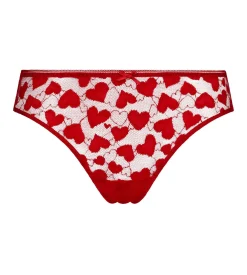Slip femme en tulle rouge à motifs romantiques Dim Coeur