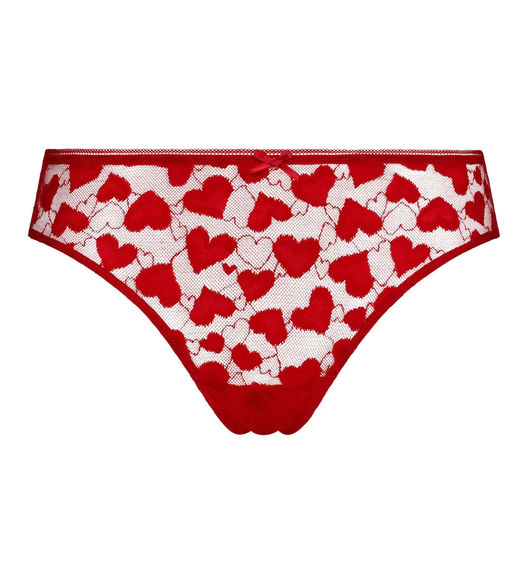 Slip femme en tulle rouge à motifs romantiques Dim Coeur