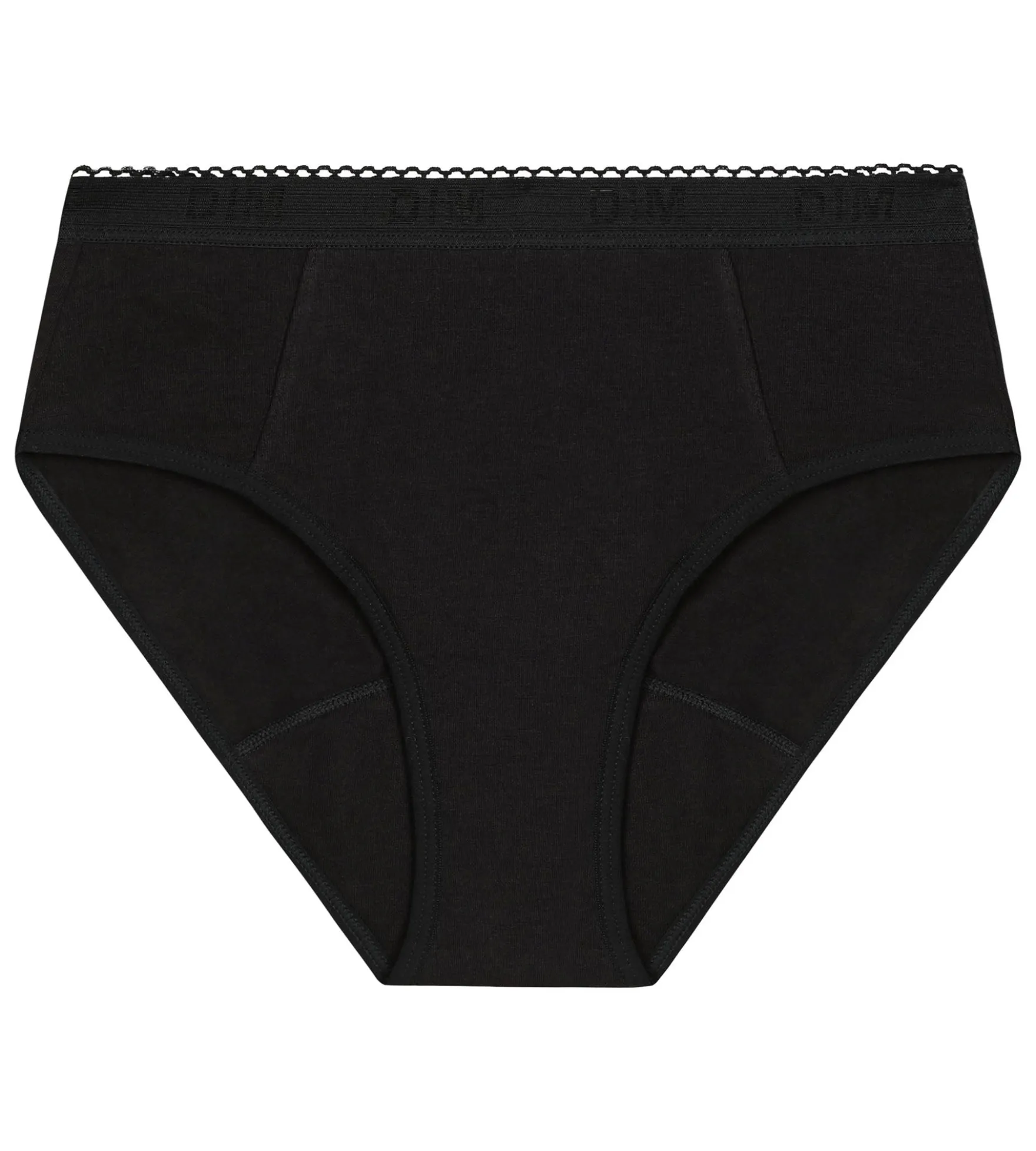 Slip menstruel fille coton bio Noir Flux très abondant Dim My Protect