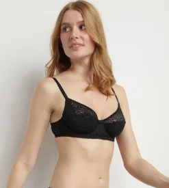 Soutien-gorge à armatures en dentelle florale recyclée Noir Sublim