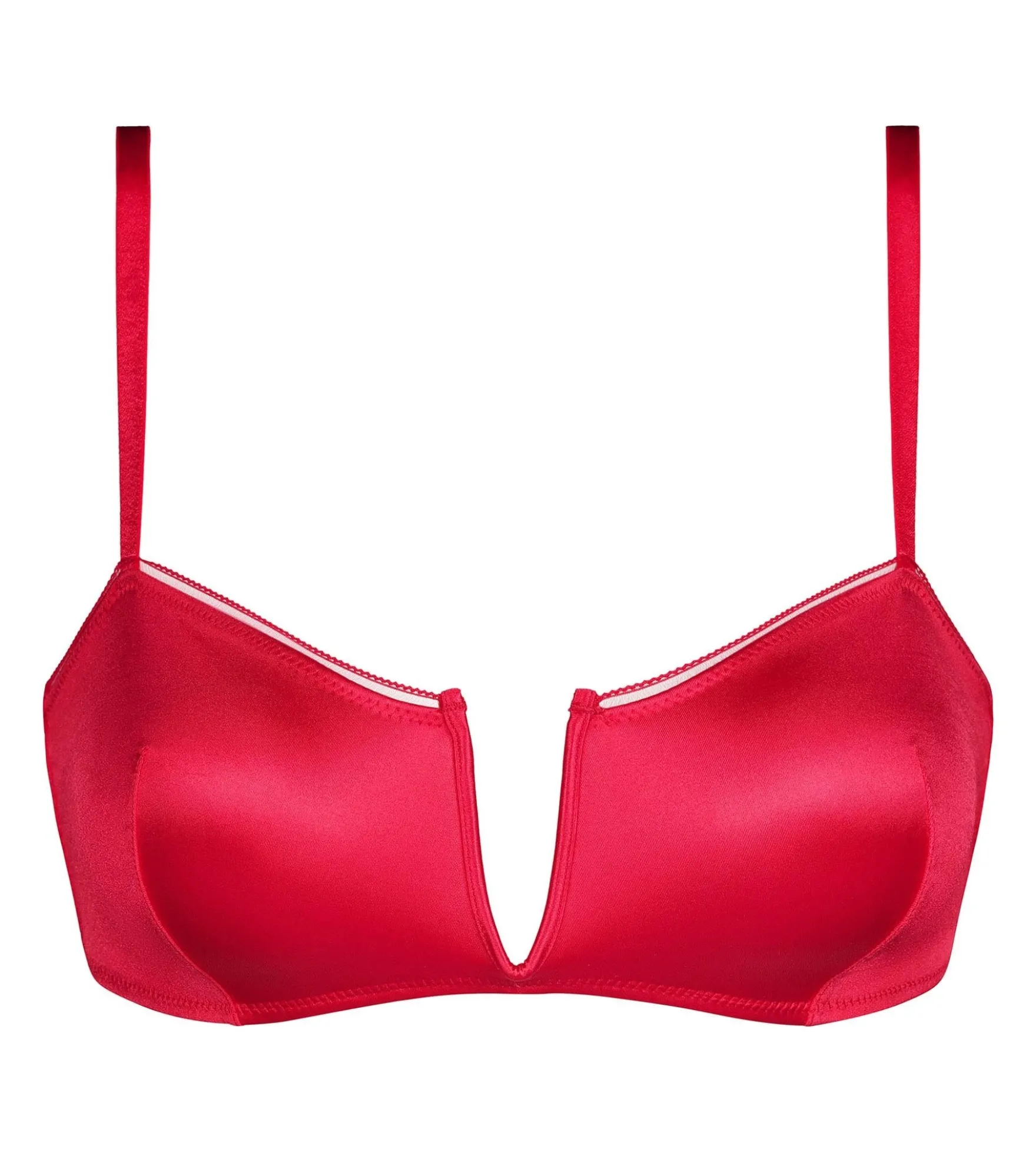 Soutien-gorge bandeau à armatures microfibre satinée Rouge Dim Chéri