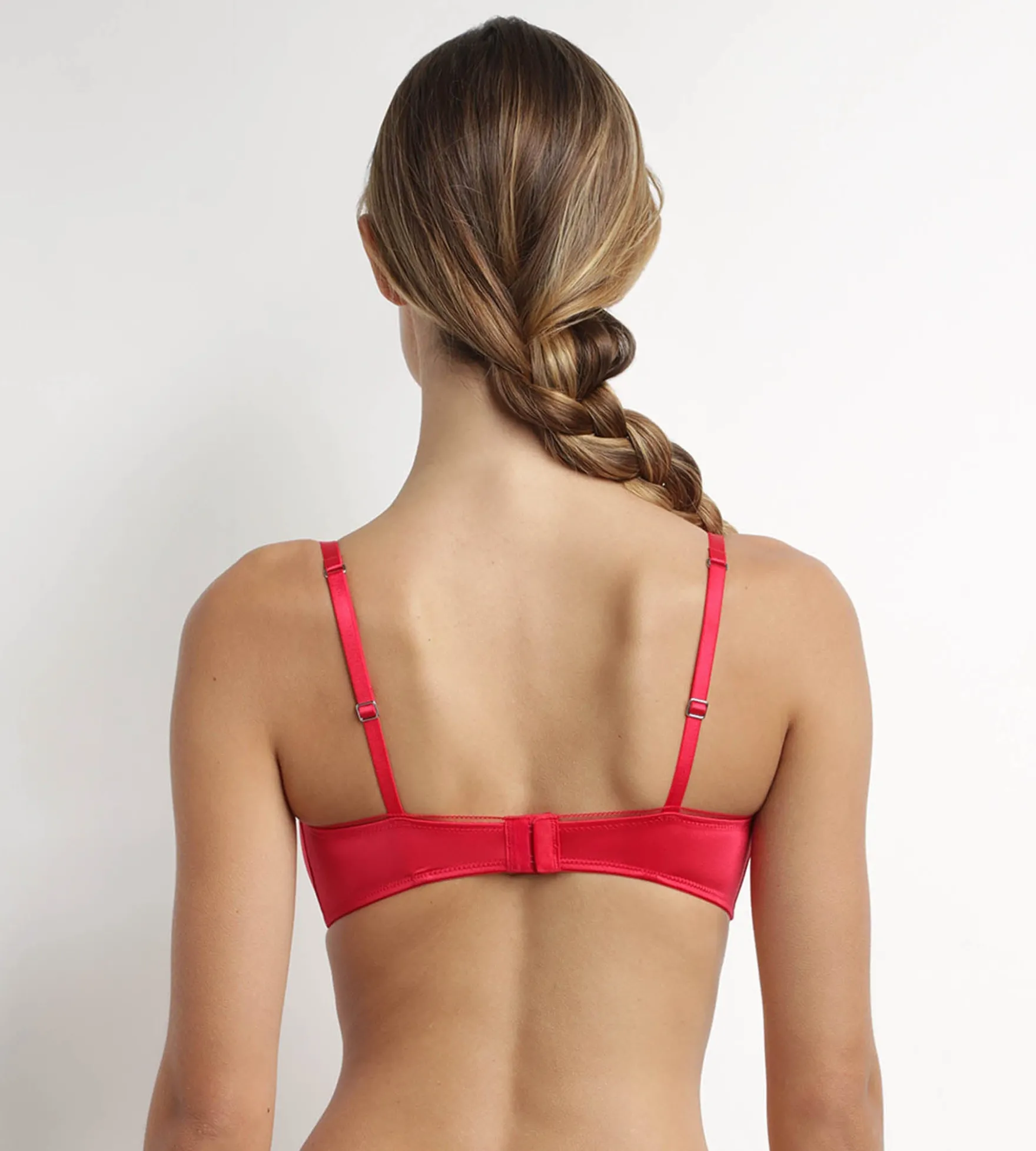 Soutien-gorge bandeau à armatures microfibre satinée Rouge Dim Chéri