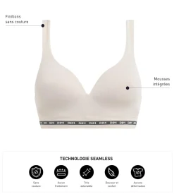 Soutien-gorge Beige côtelé sans armature ni couture Dim Icons Seamless