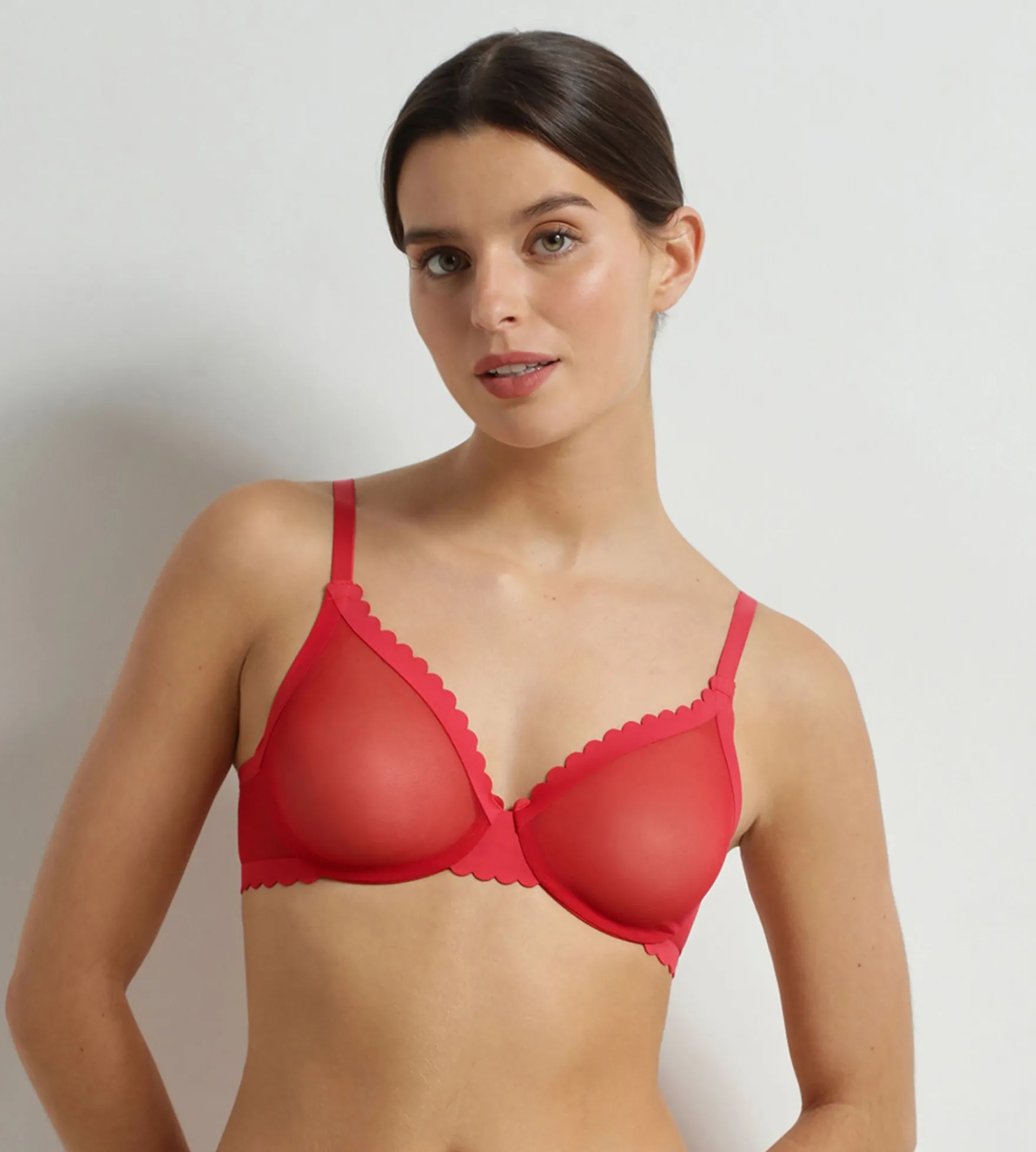 Soutien-gorge corbeille en tulle Rouge Dim Body Touch Cheeky