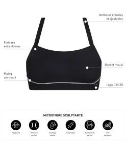 Soutien-gorge de sport en microfibre sculptante noire Dim Move