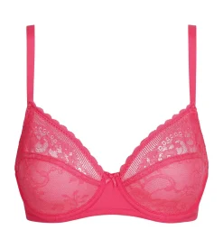 Soutien-gorge emboîtant en dentelle et résille florale fuchsia Dim Féminine
