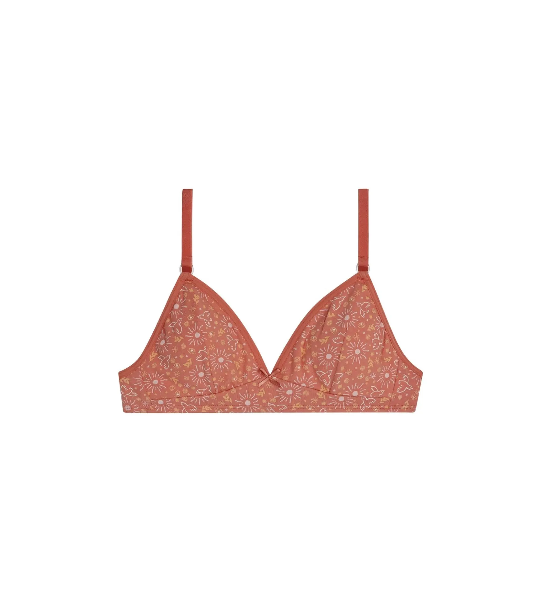 Soutien-gorge fille coton stretch Ocre à fleurs Les Pockets