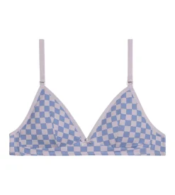 Soutien-gorge fille triangle coton stretch Lila à damier Les Pockets
