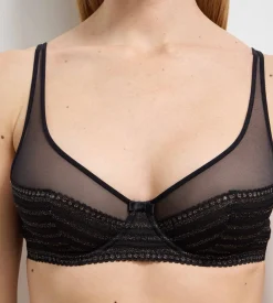 Soutien-gorge foulard à armatures dentelles noir rayé Holiday