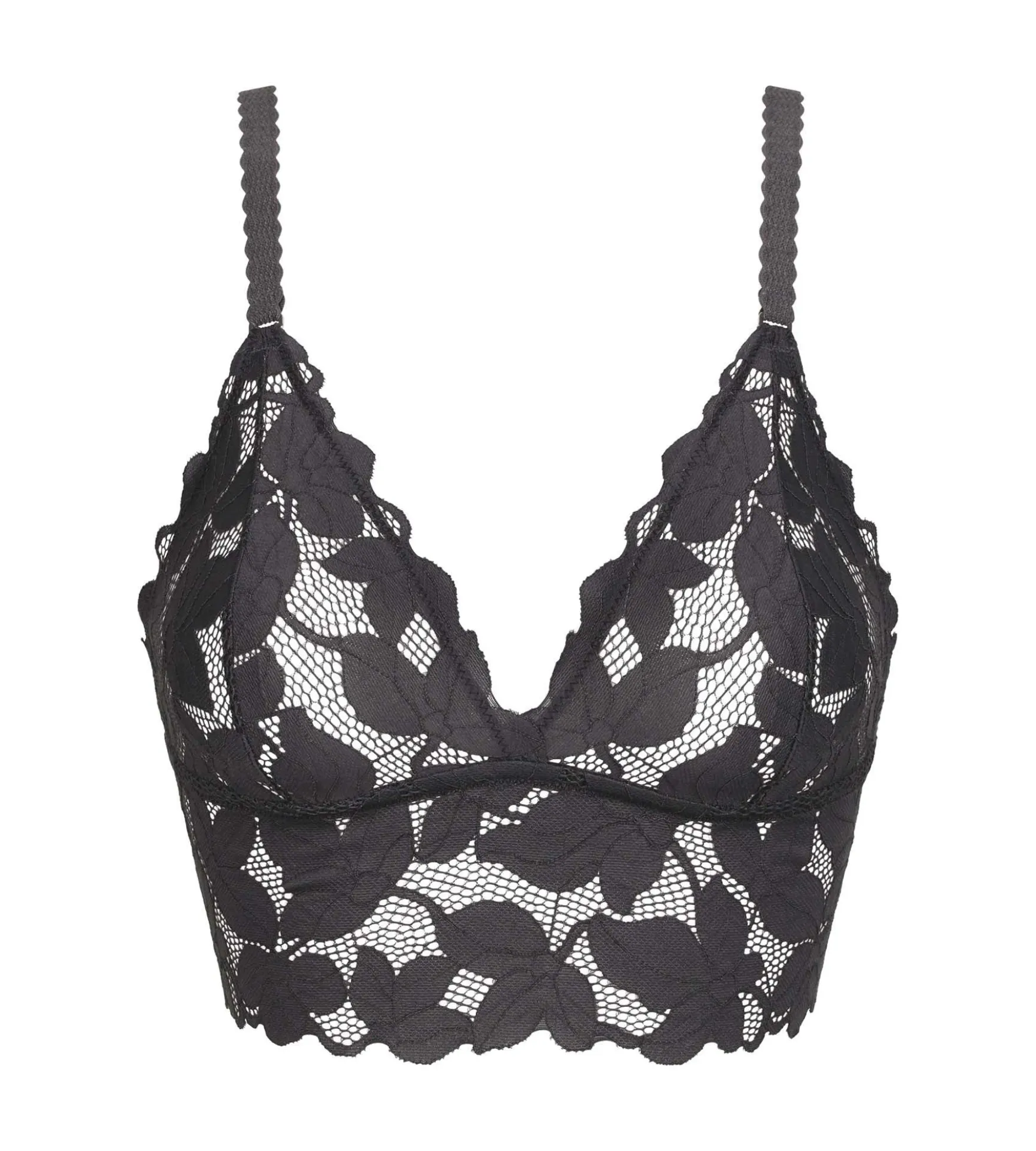 Soutien-gorge foulard sans armature en dentelle florale Gris Dim Lacy