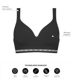 Soutien-gorge Noir côtelé sans armature ni couture Dim Icons Seamless