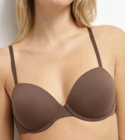 Soutien-gorge paddé à armatures en microfibre Marron Dim Invisible