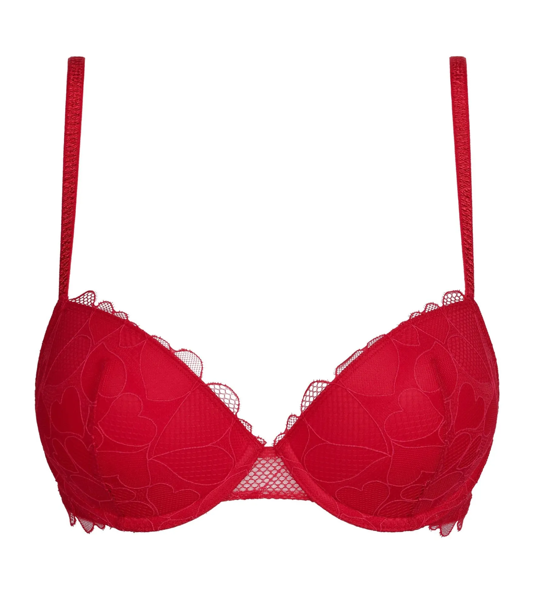 Soutien-gorge push-up en dentelle à motif cœur Rouge Red Love