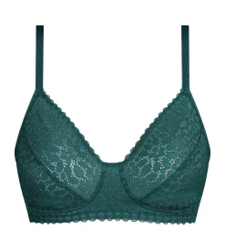 Soutien-gorge sans armatures en dentelle florale verte Daily Dentelle