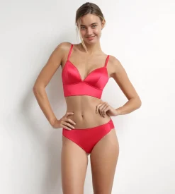 Soutien-gorge triangle ampliforme microfibre satinée Rouge Dim Chéri