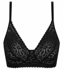 Soutien-gorge triangle sans armature motif floral Noir Daily Dentelle