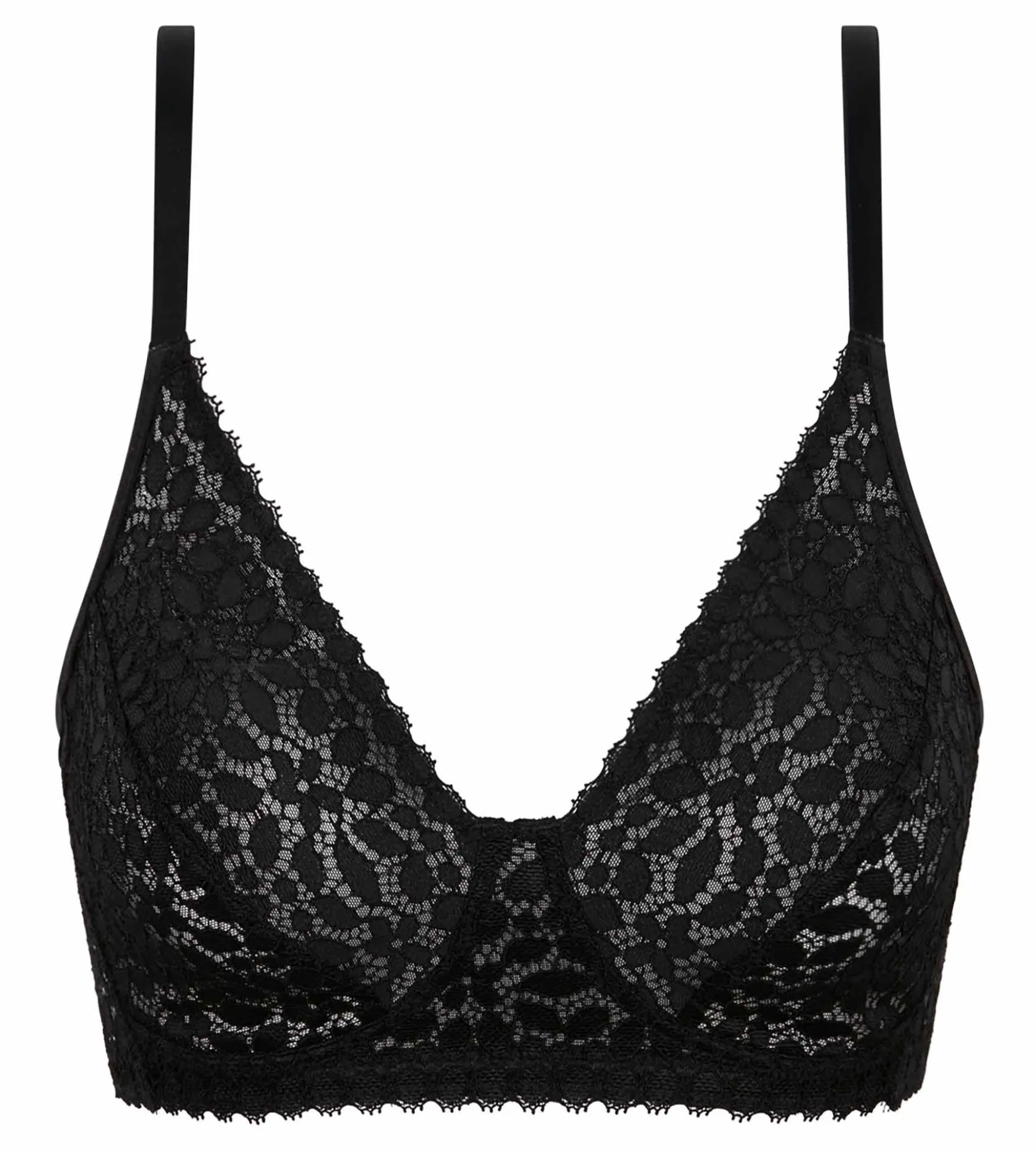 Soutien-gorge triangle sans armature motif floral Noir Daily Dentelle