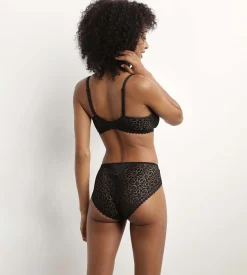 Soutien-gorge triangle sans armature motif floral Noir Daily Dentelle