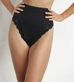 String galbant taille haute microfibre et dentelle Noir Dim Silhouette Elegance