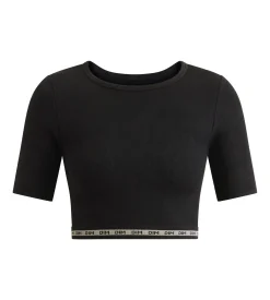 Top femme sans couture en microfibre côtelée Noir Dim Icons Seamless