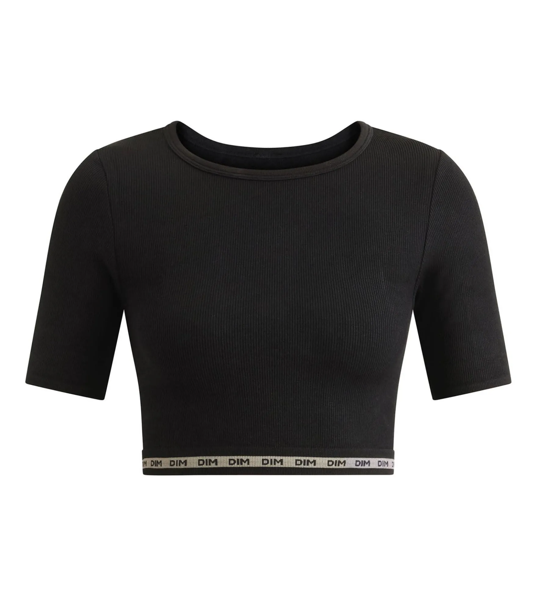 Top femme sans couture en microfibre côtelée Noir Dim Icons Seamless