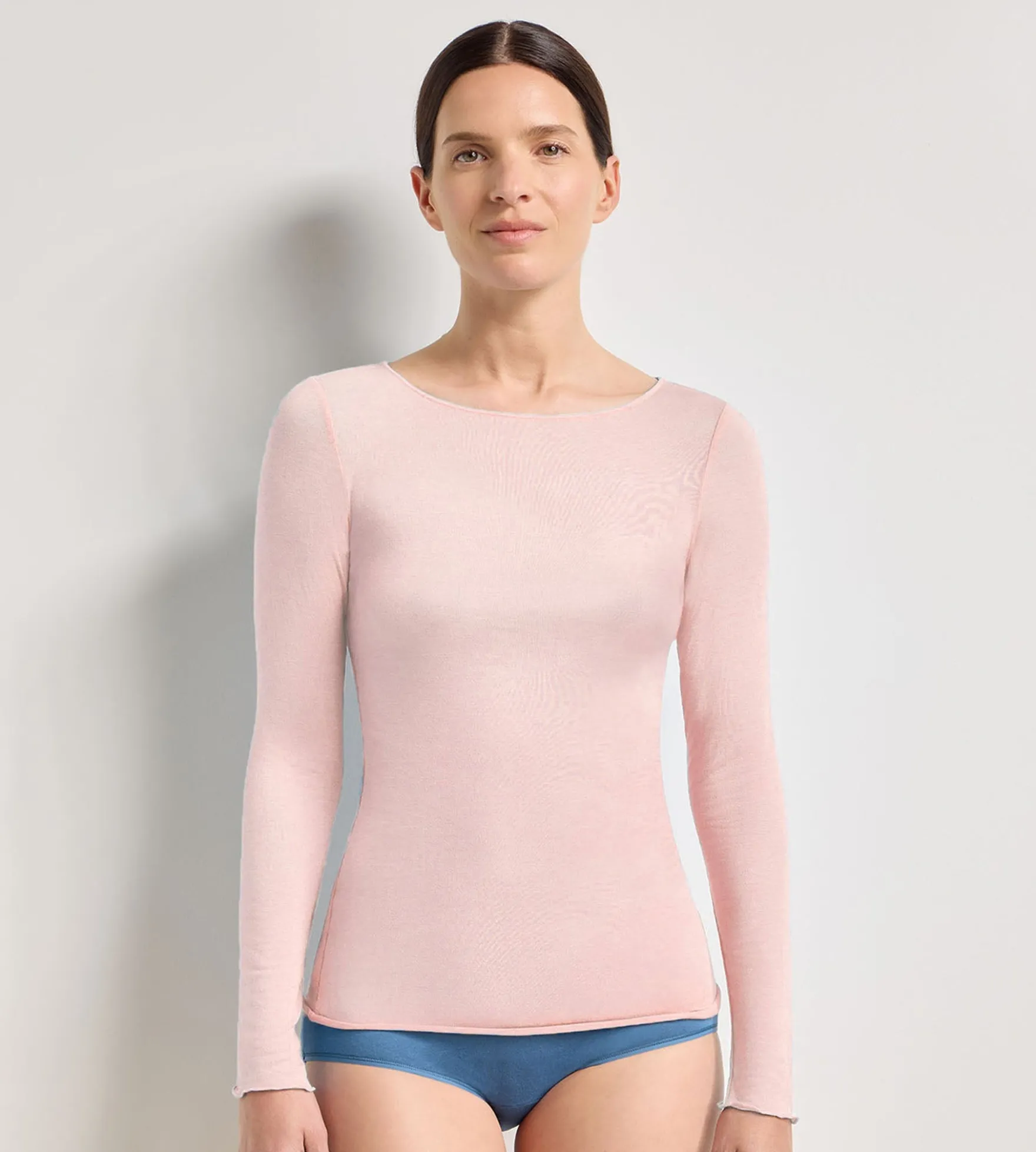 T-shirt col rond rose doux Thermal Light