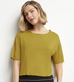 T-shirt de sport femme en viscose vert olive avec dos ouvert Dim Move