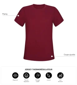 T-shirt de sport femme thermorégulateur en jersey Bordeaux Dim Move