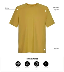 T-shirt de sport homme en matière aérée Olive Dim Move