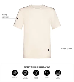 T-shirt de sport homme thermorégulateur en jersey Écru Dim Move