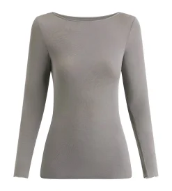T-shirt femme col bateau gris Dim Thermal